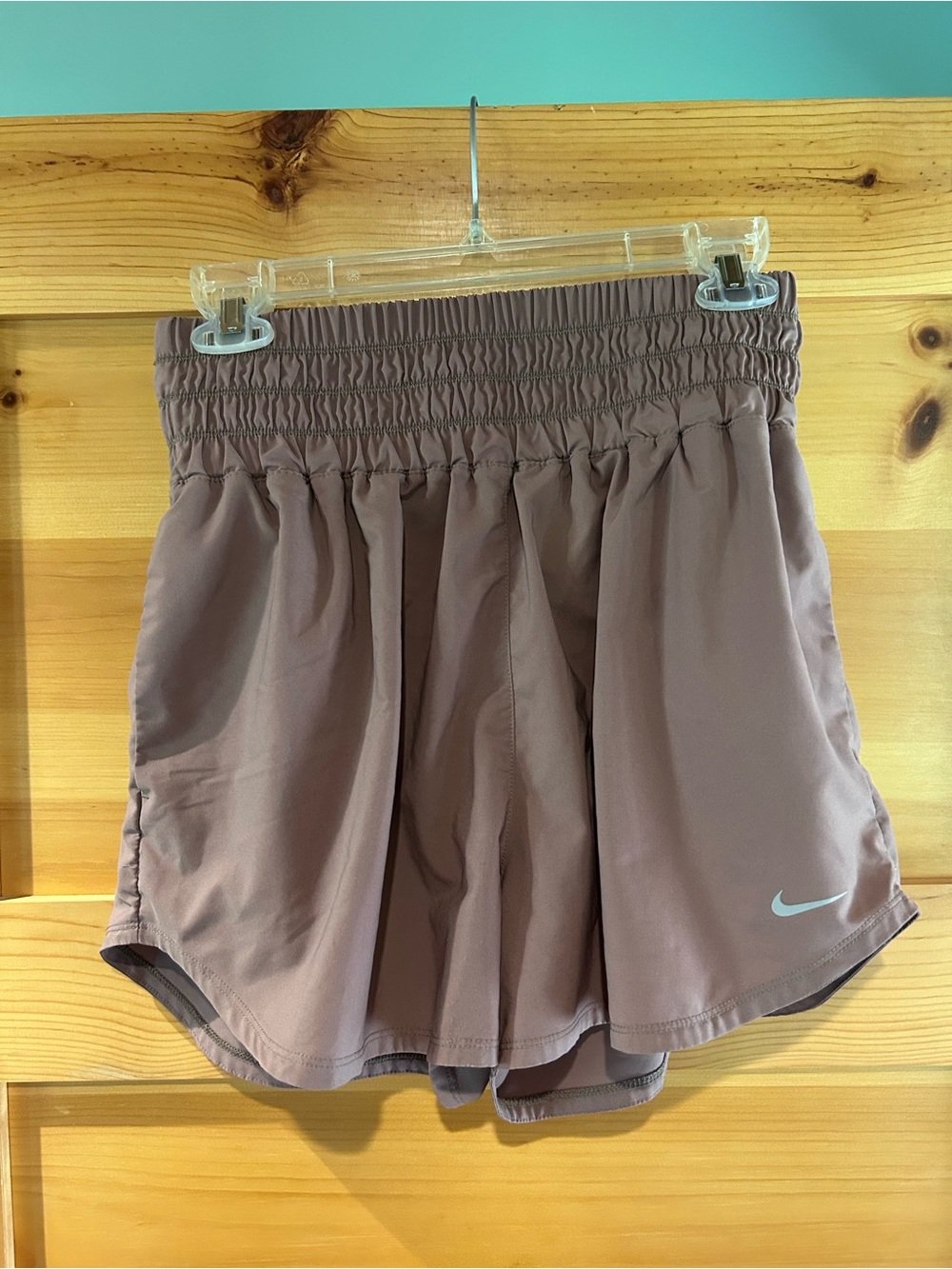 Nike Women's Dusty Mauve Elastic-Waist Athletic Shorts